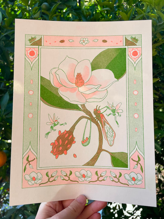 Magnolia Fairy Riso Print