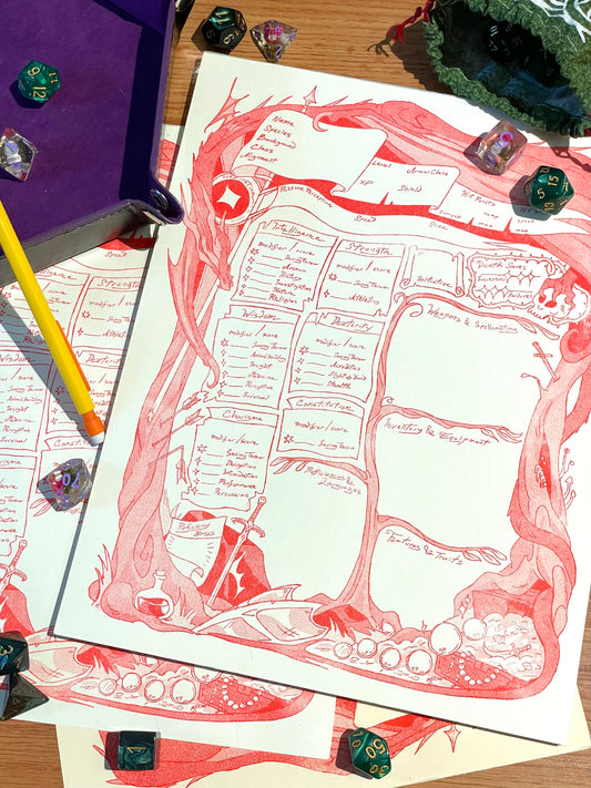 D&D Character Sheet Riso Notepad